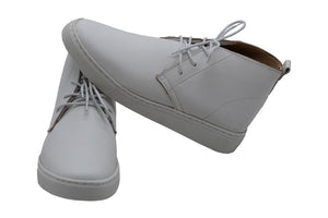 Ladies Shoey - White Full Grain Leather with Ice Sole (High Top)